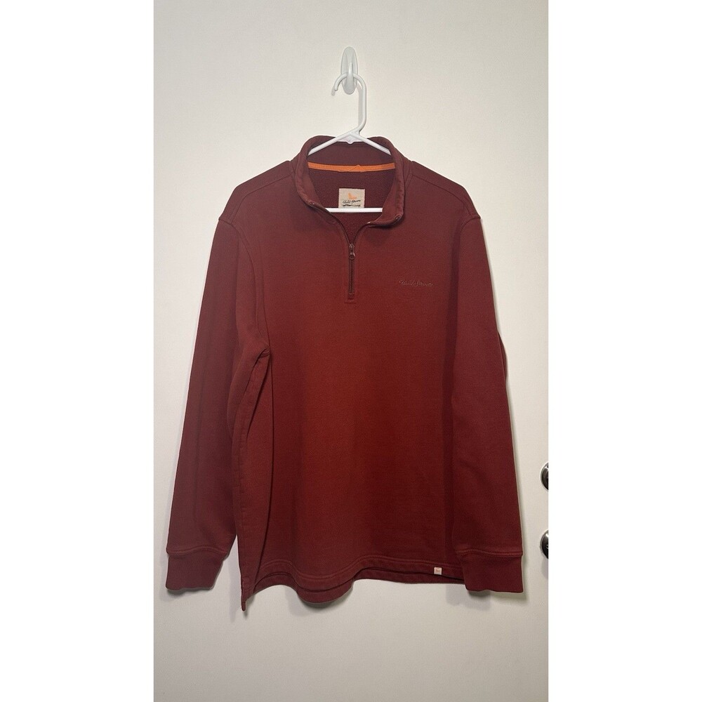 Men’s Field & Stream Pullover Sweater Half Zip Rust Orange L Casual